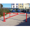 Swing barrier | to be fixed by plugs, hot-dip galvanized and red coated with white reflecting rings | clear width: 4500 mm | with Euro profile cylinder lock